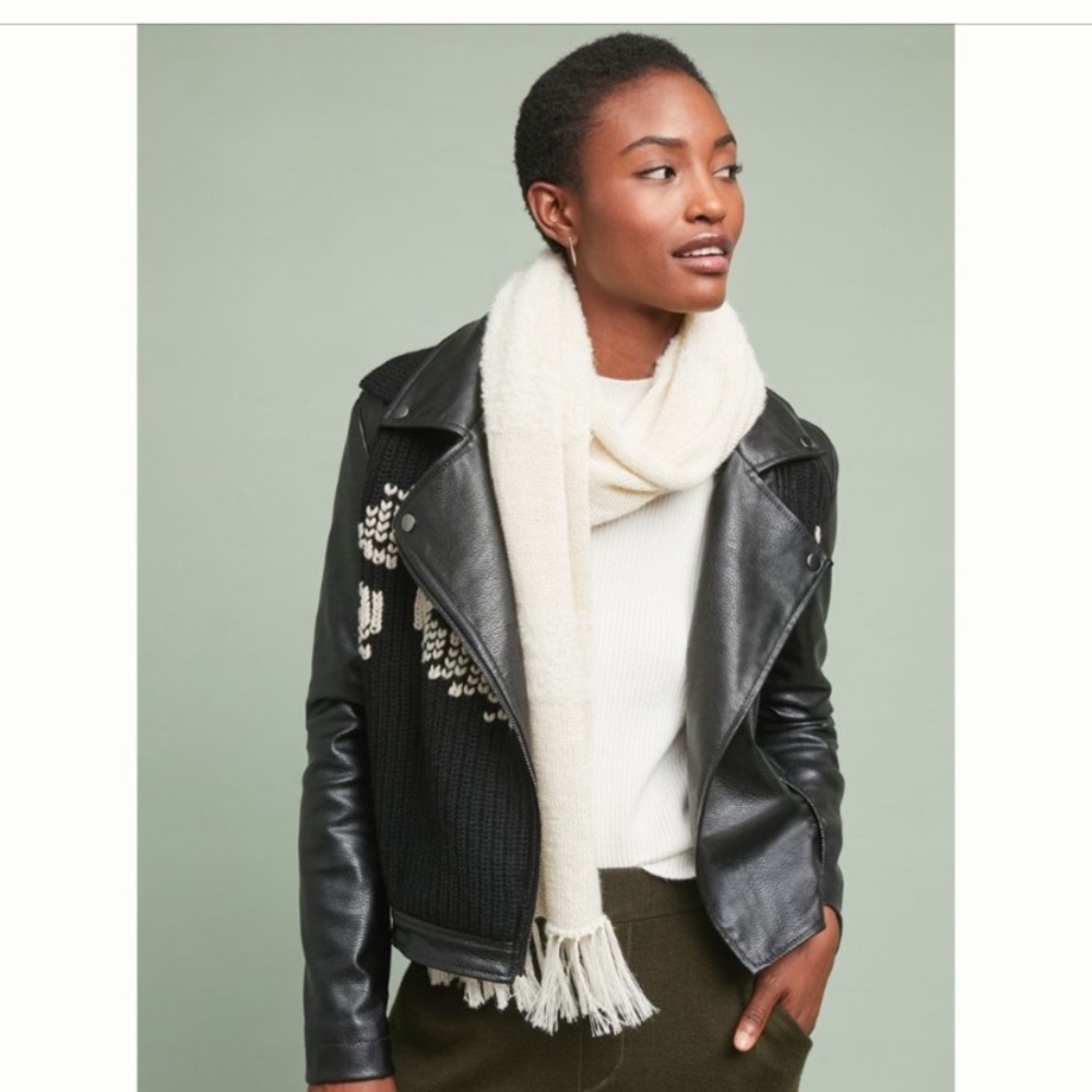 DONATED Anthropologie moto jacket w/knit front. Worn 1x. Like new. 5⭐️Seller PA.